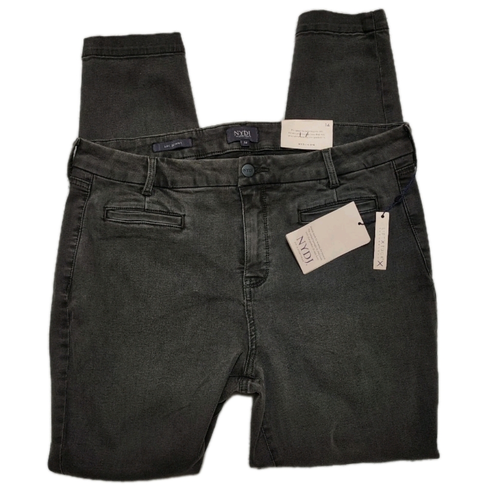 NWT NYDJ Ami Skinny Stretch Jeans "Folsom" Women's 14 Charcoal Faded Black NEW! - Picture 1 of 9